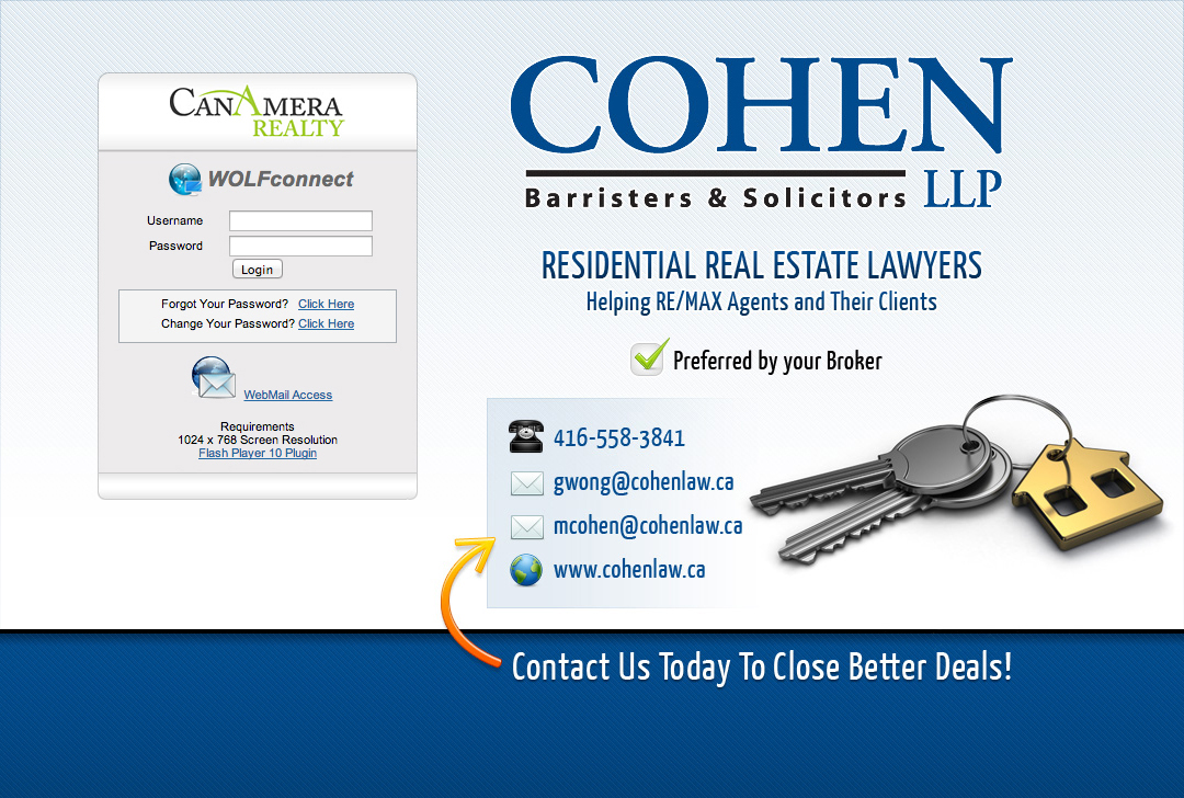 Cohen Barristers and Soliciters Login Screen Ad